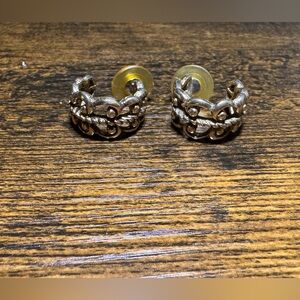 Silver Vintage Crescent Filigree Earrings